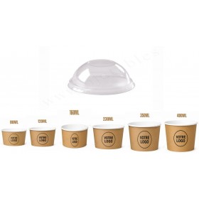 Couvercle PET dôme pour pot à glace personnalisé de 80cc à 480cc
