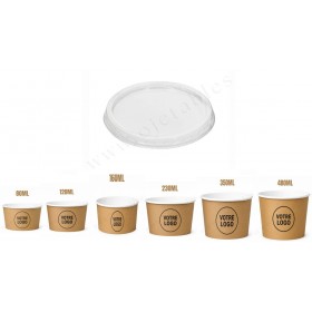 Couvercle PET plat pour pot à glace personnalisé de 80cc à 480cc