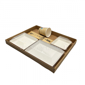 Plateau Repas Eco ravier bio 3 CUBIK blanc "SF"