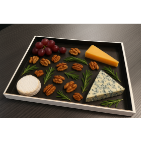 Plateau de présentation en bois avec insert noir – 36,6 x 26,9 x 3,2 cm