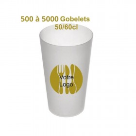 GOBELET REUTILISABLE 50/60cl  PERSONNALISE 1 couleur