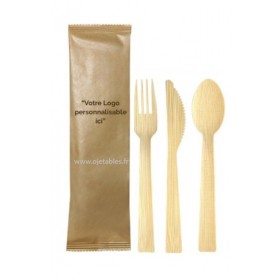 Kit couverts 3/1 en fibre de bambou naturel Eco "personnalisé" (minimum 5184u) 