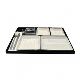 Plateau Repas Lux ravier bio 4 CUBIK blanc "AF" (a bords droits)