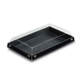 Barquette carton noir avec couvercle 450 ml