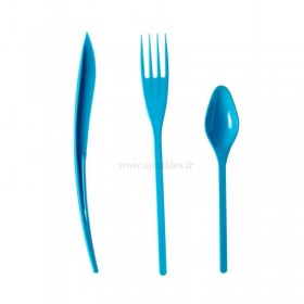 COUVERTS PLASTIQUE TURQUOISE