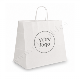Sac Papier Kraft Blanc Personnalisé 115g/m² 32x20x31 - 1 ou 2 couleurs