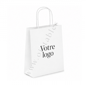 Sac Papier Blanc Personnalisé 115g/m² 18x8x23cm - 1 ou 2 couleurs