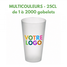 GOBELET REUTILISABLE 25/33CL PERSONNALISE MULTICOULEURS