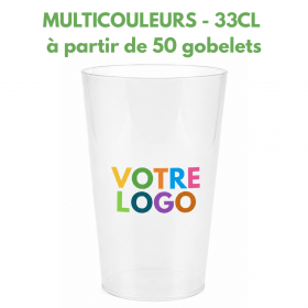 GOBELET REUTILISABLE 33/40cl PERSONNALISE - impression multicouleurs