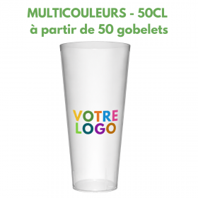 GOBELET REUTILISABLE 50/60cl  PERSONNALISE - IMPRESSION MULTICOULEURS
