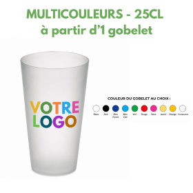 GOBELET REUTILISABLE 25/33CL PERSONNALISE MULTICOULEURS
