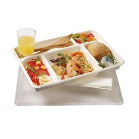 Plateau repas biodégradable 5 compartiments avec ou sans couvercle