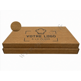 Plateau repas personnalisé en carton kraft 40x30x7cm en cannelure apparente