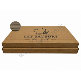 Plateau repas/cocktail kraft 40x30x7cm cannelure apparente personnalisé 