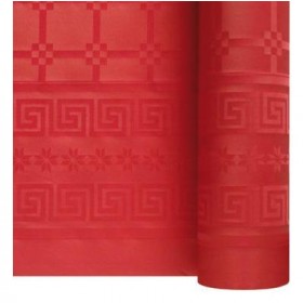ROULEAUX DE NAPPE PAPIER ROUGE DAMASSE 1m20x25m