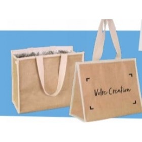Sac isotherme jute 420+200x340mm personnalisé en 1 couleur