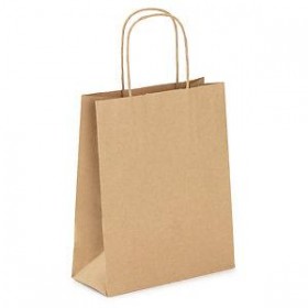 Sac papier Kraft brun POIGNEES FICELLES   26+14 x 32cm   