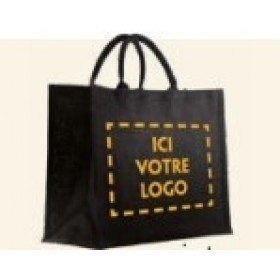 SAC TOILE DE JUTE NOIR 420+190x350mm